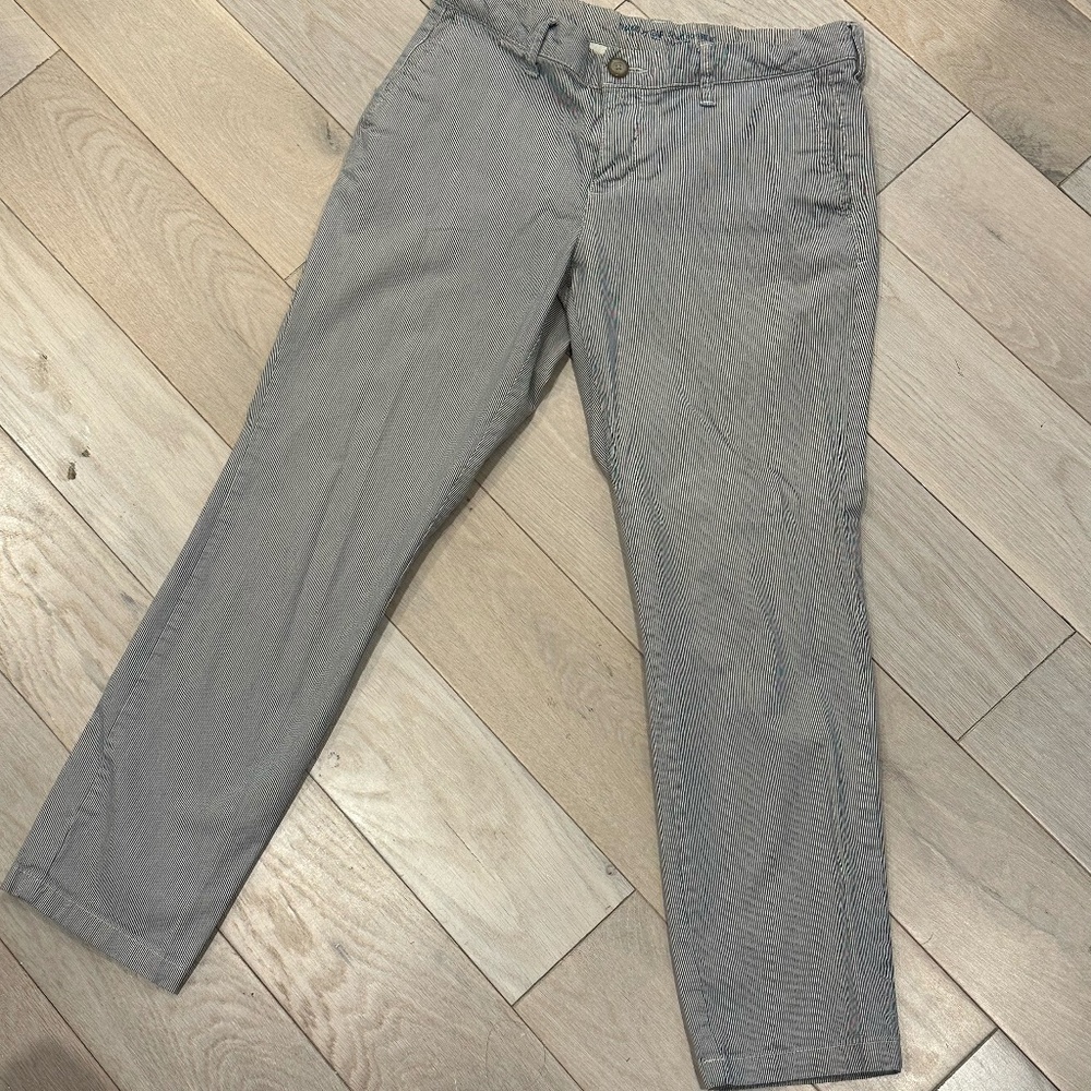 GAP Women's blue pin stripe, low waist boyfriend pants